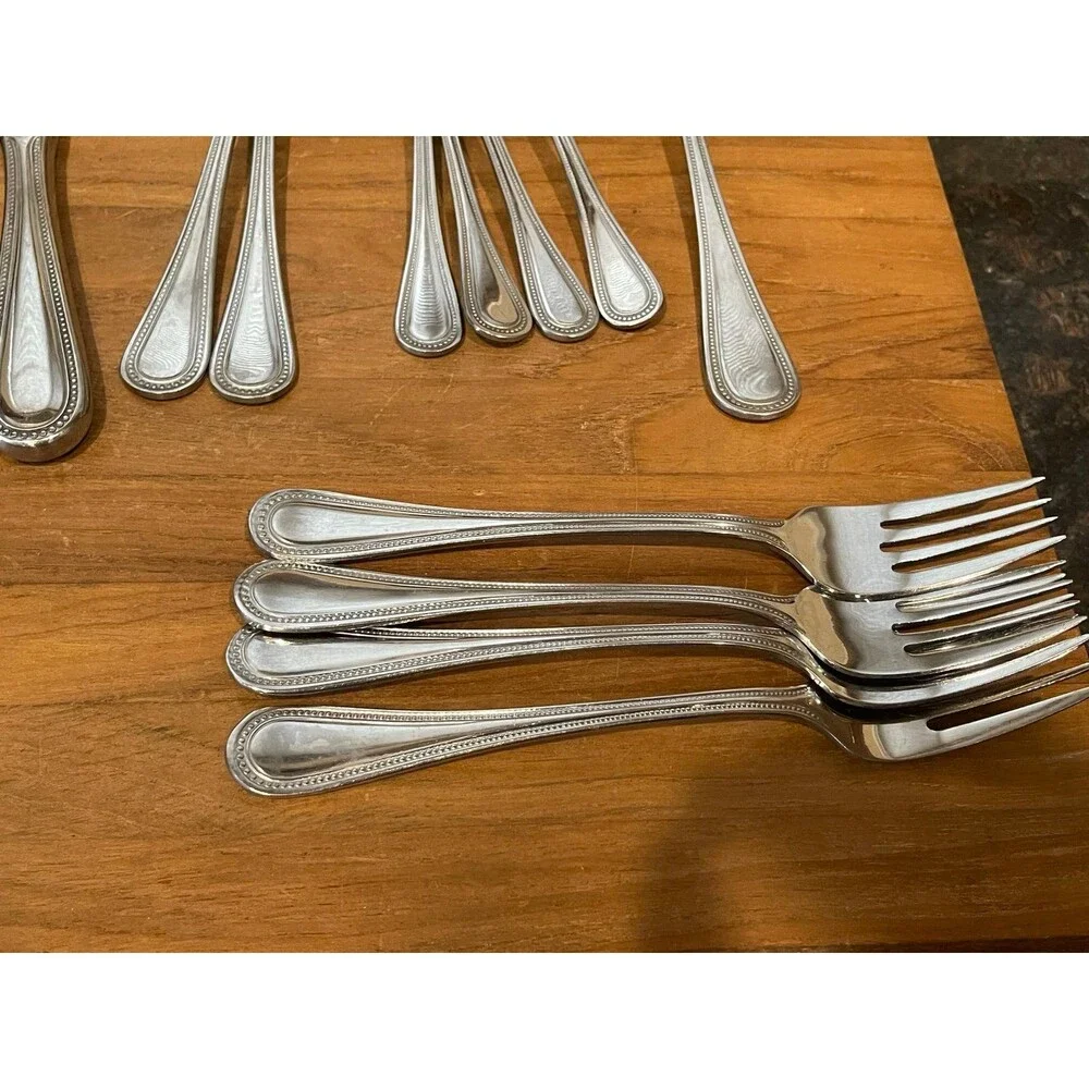 22 pc WALLACE rounded Continental Bead FLATWARE collection SILVERWARE